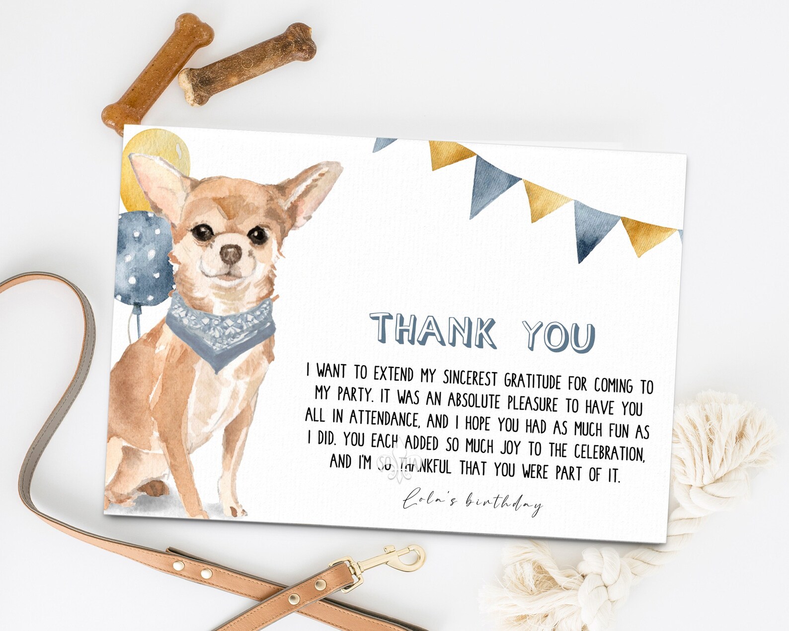 Thank You Card Dog Birthday Party Greeting Card for Boy Puppy Etsy