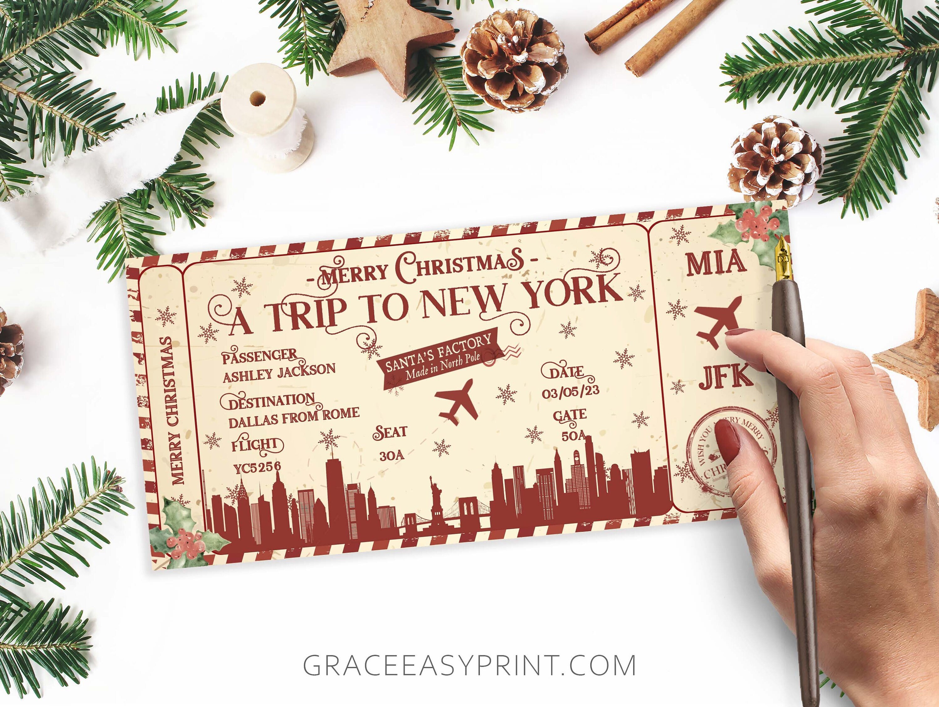 Printable Ticket to New York suprise Trip to New York Etsy