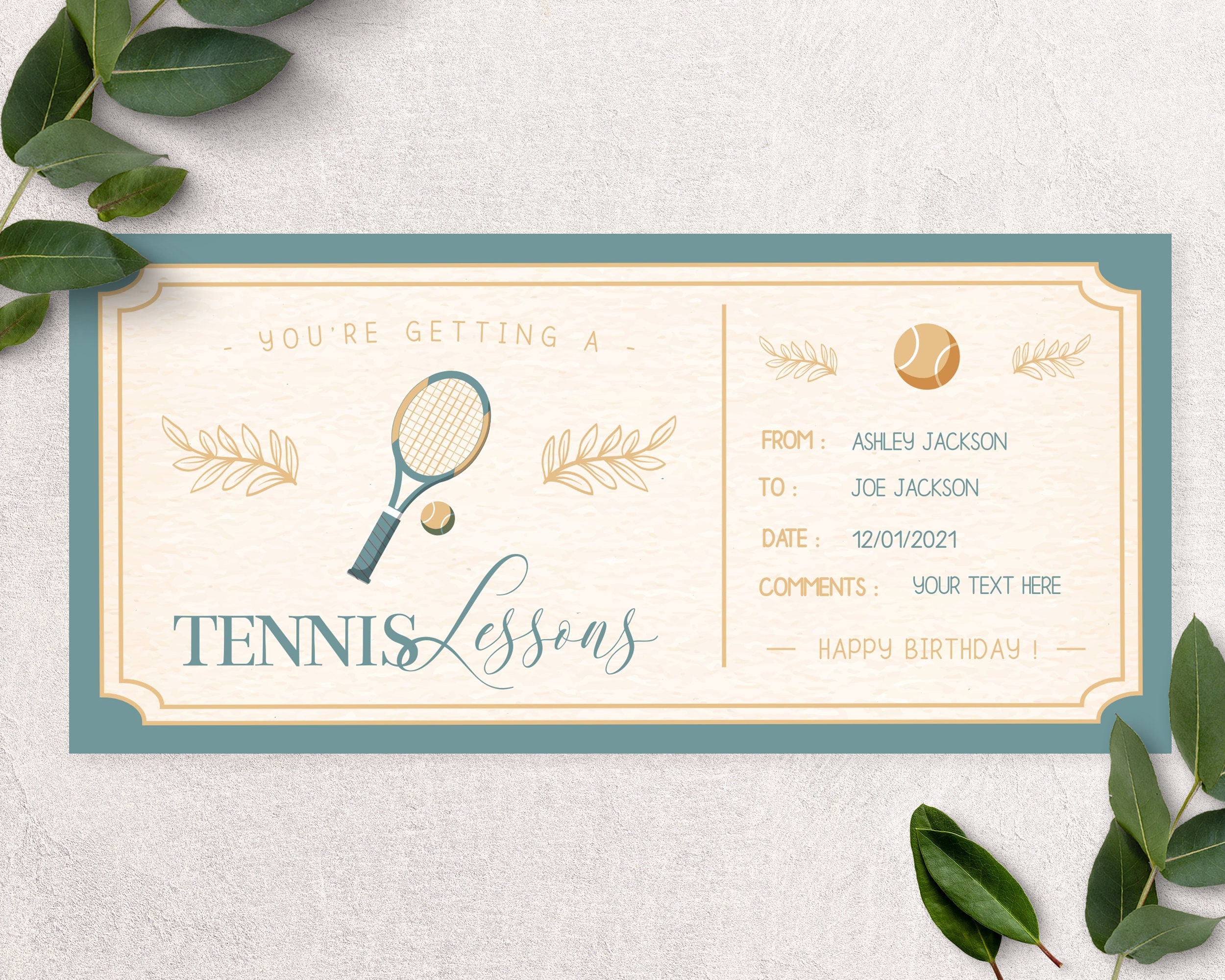 Tennis Club Gift Voucher Template Printable Free