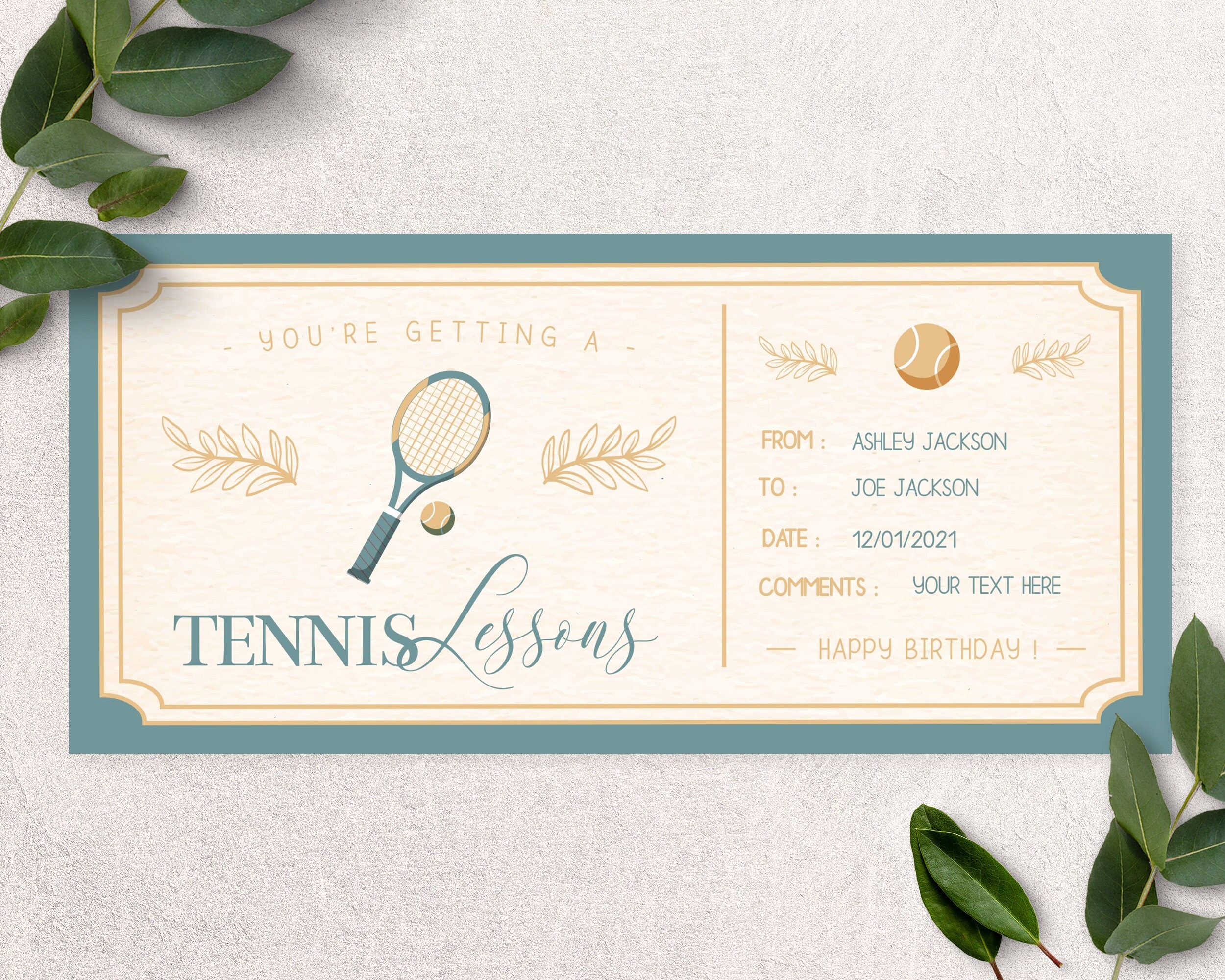Printable Tennis Lessons Gift Voucher Surprise Activity Etsy