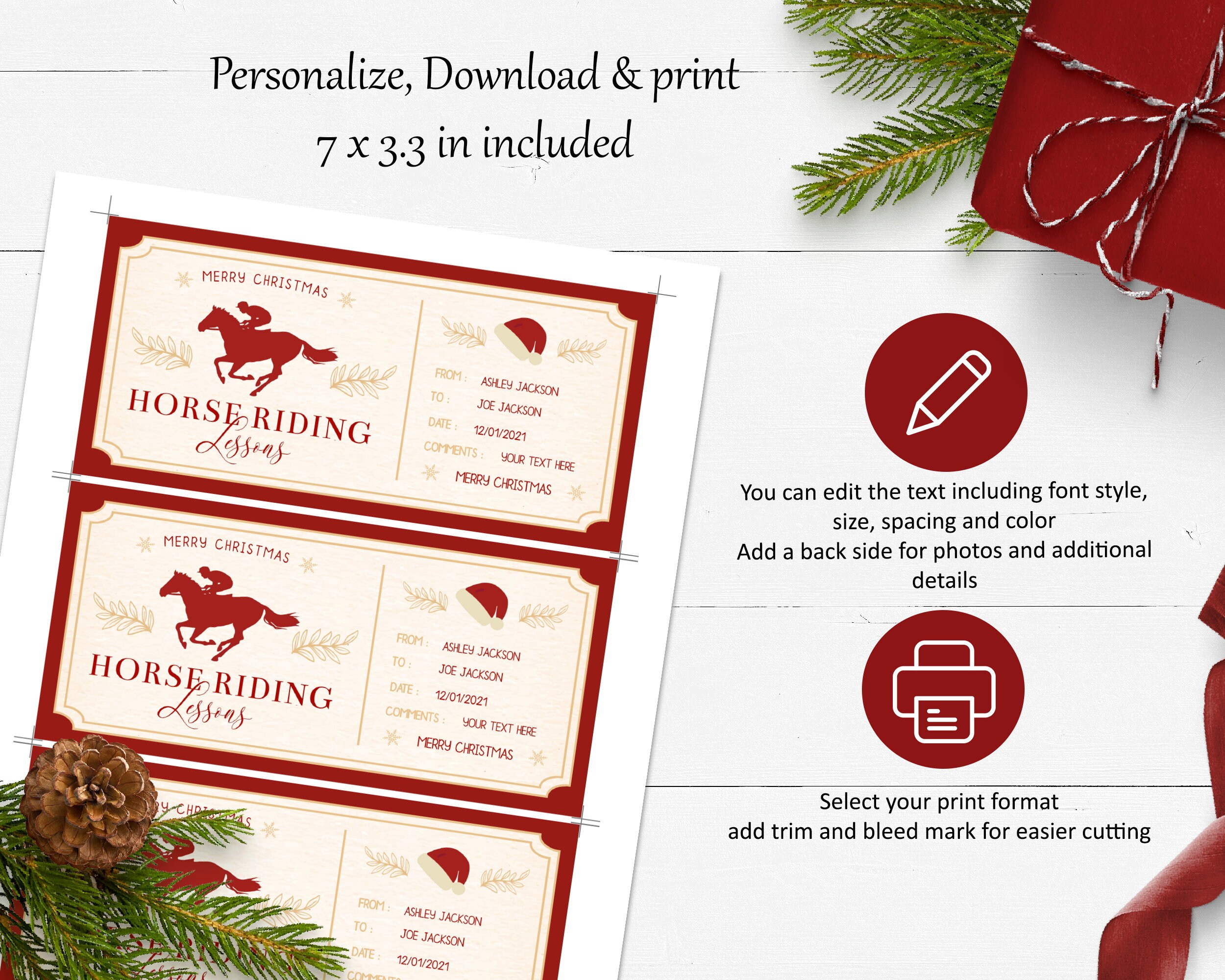 Horse Christmas Voucher Horse Ride Coupon Horse Gift Etsy