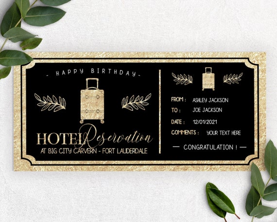 PRENOTAZIONE HOTEL BIGLIETTO REGALO, buono viaggio, regalo di prenotazione  hotel, Buono regalo personalizzato, buono hotel, regalo di viaggio, regalo  di compleanno B5 -  Italia