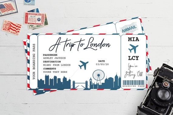 BOARDING PASS LONDON Bordkarte Vorlage Reise nach London  Etsy Österreich