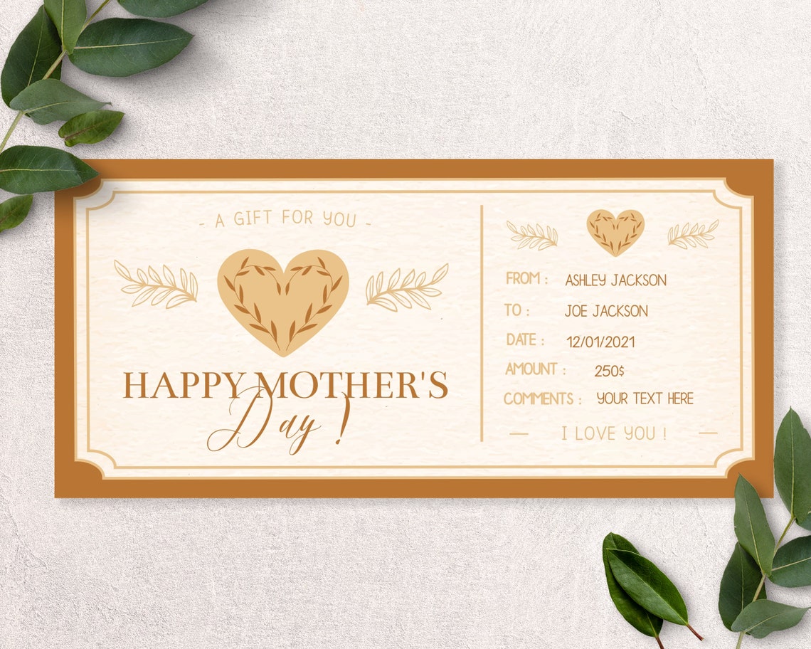 MOTHER'S DAY GIFT Voucher Custom Gift Ticket Surprise Etsy