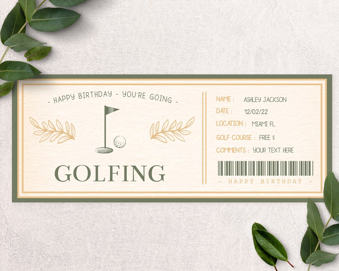 Custom Golf Ticket, Printable Golf Ticket, Surprise Golfing Trip