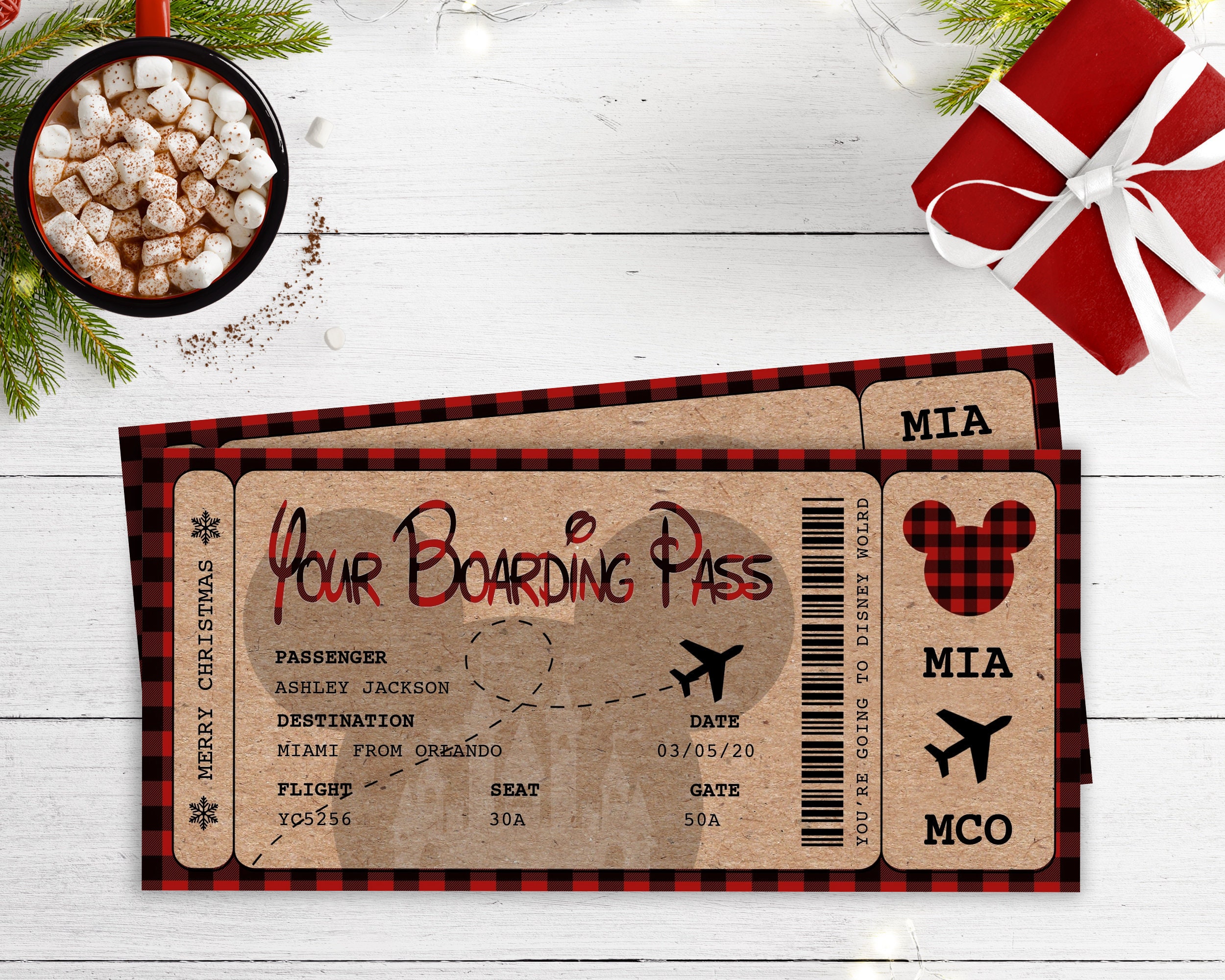 Boarding Pass Christmas Disney Surprise Ticket Disney Reveal Etsy UK