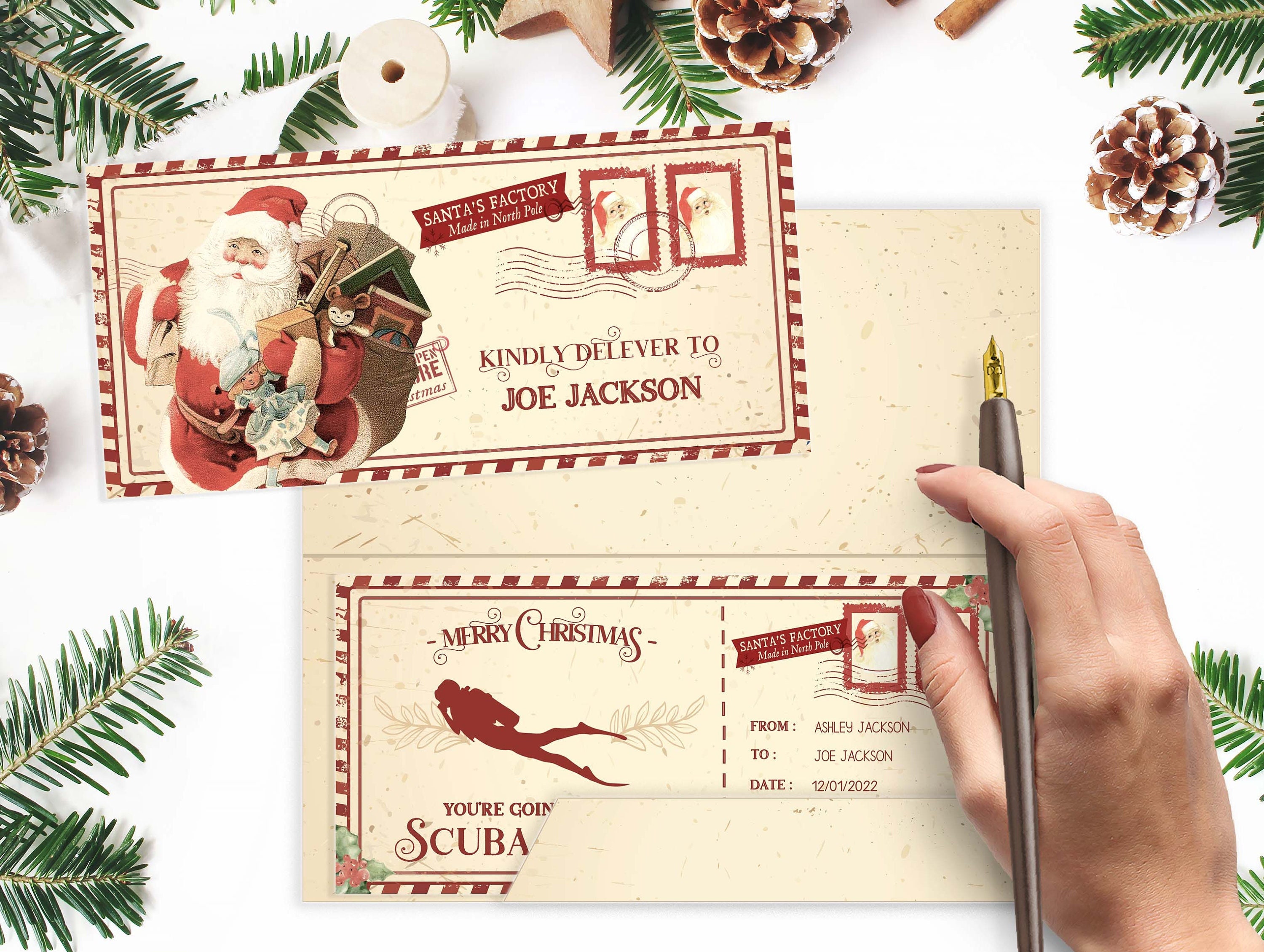 Enveloppe cadeau de Noël 16 x 24 x 0,5 x 0,5 avec autocollants - 10 pcs.  par 3,25 €