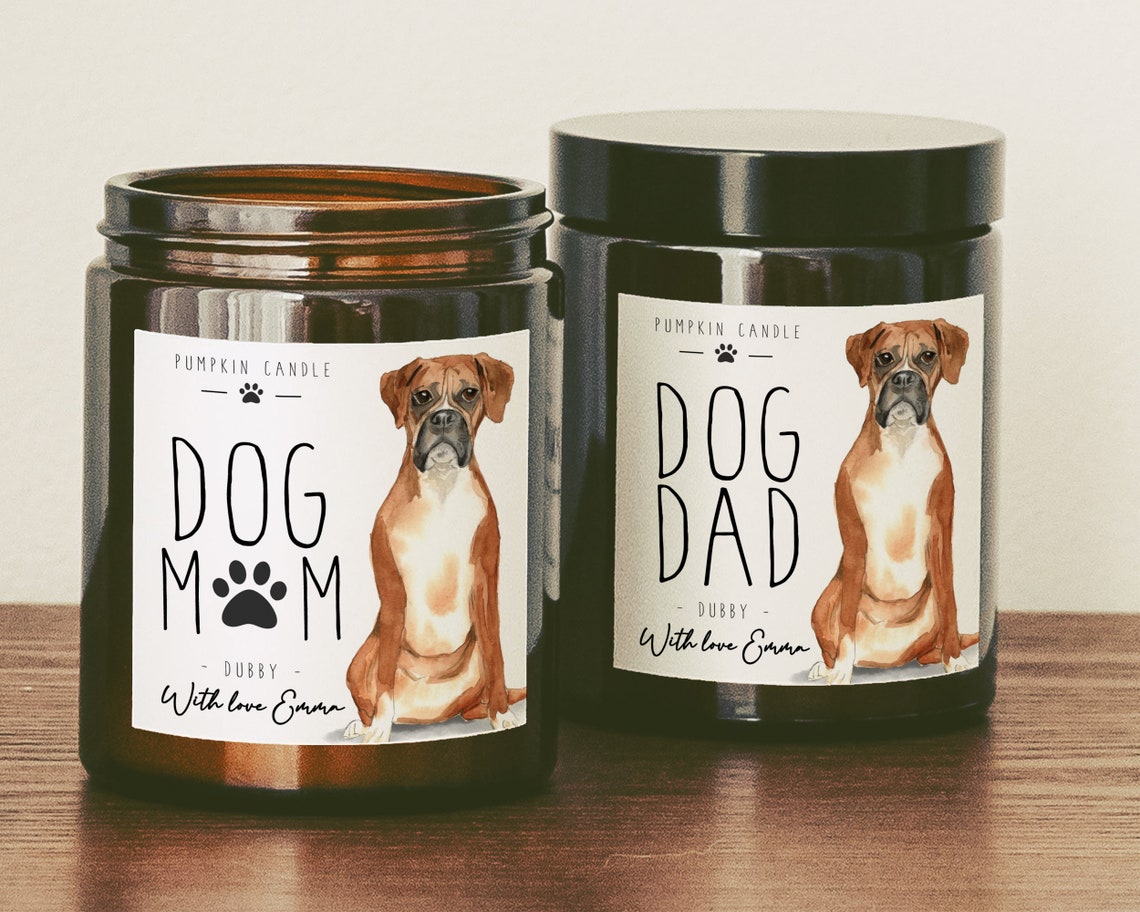 Personalized dog candle Boxer dog lover gift dog mom gift image 1