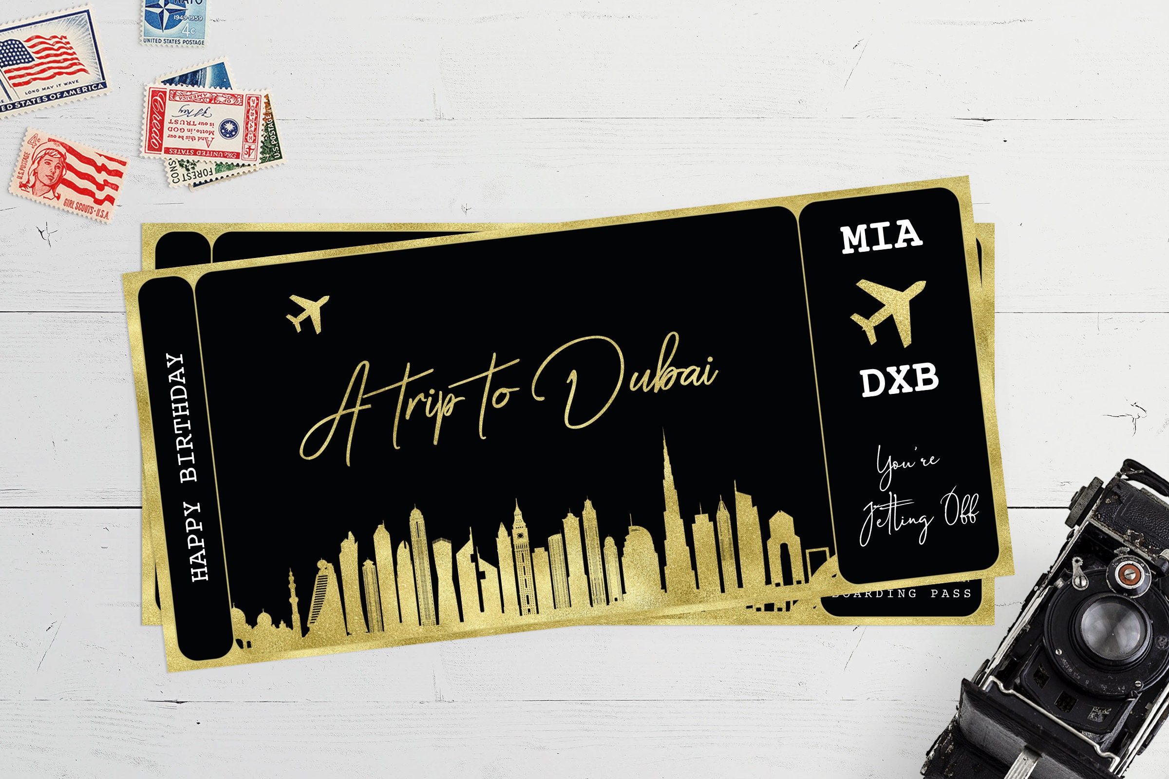 DUBAI BOARDING PASS Boarding Pass Template Surprise Flight Etsy Canada