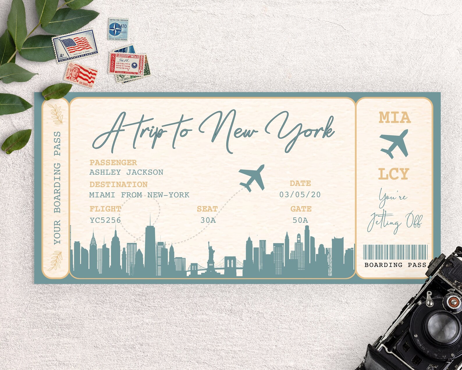Carte d'embarquement cadeau