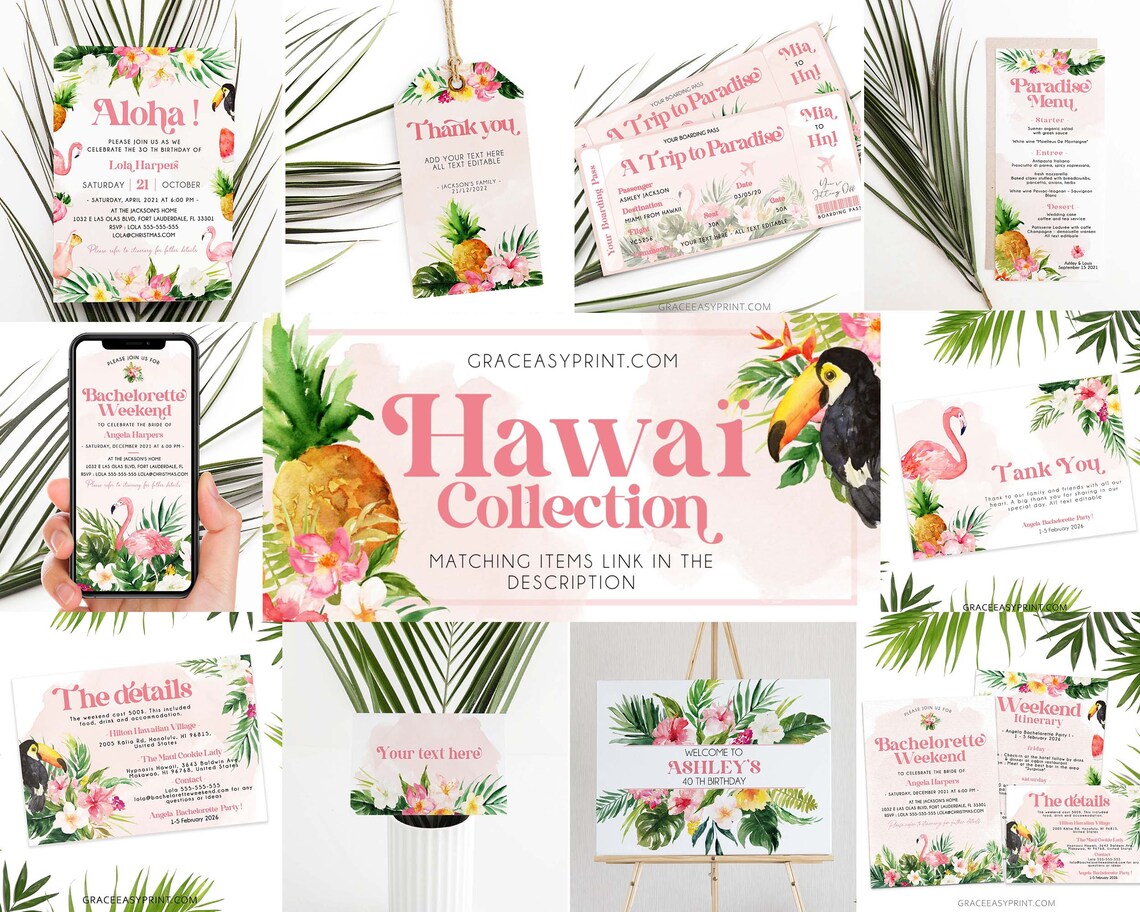 Birthday Custom Sign Printable Hawaii Birthday Sign Template | Etsy
