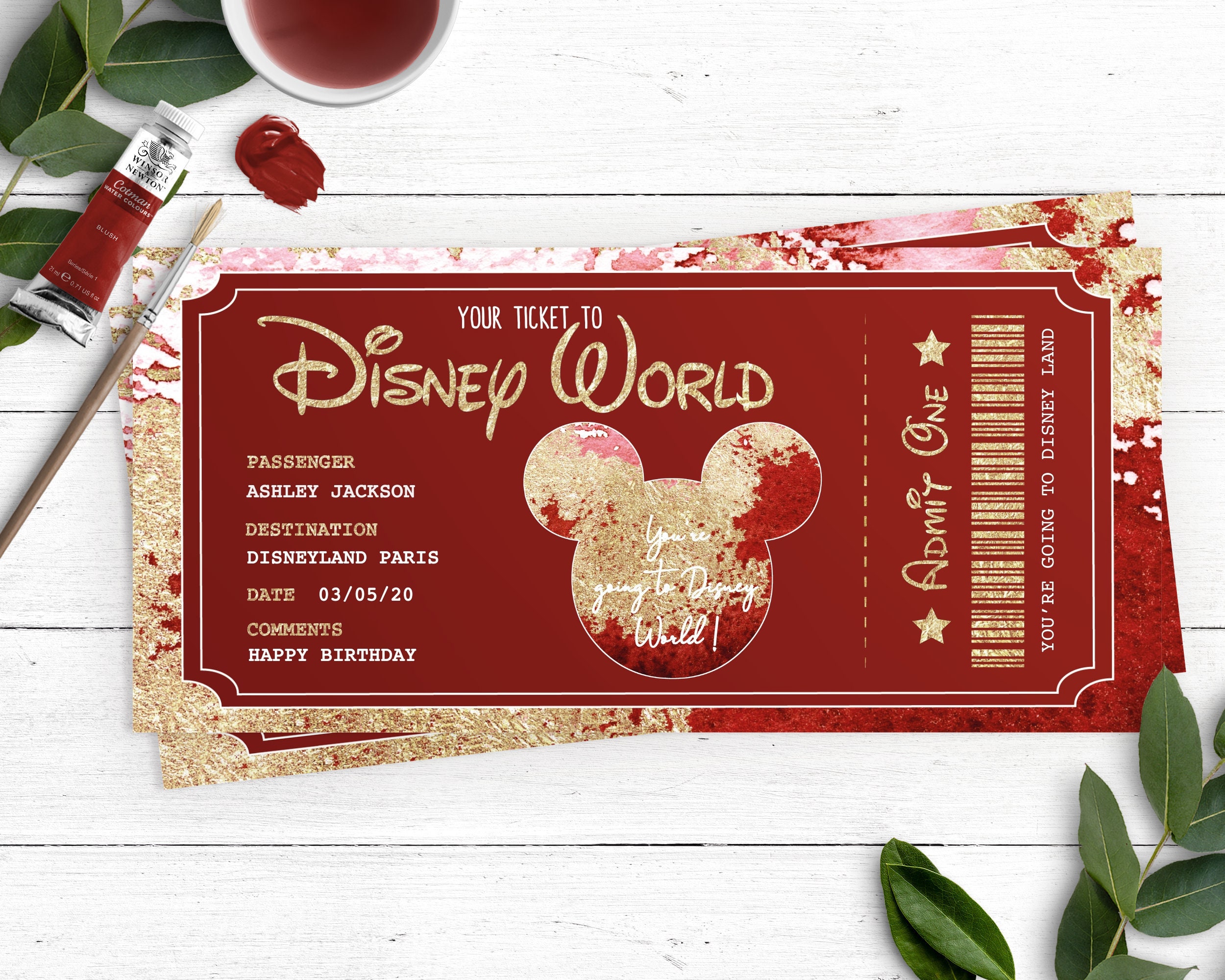 Boletos de viaje de Disney tamplate de boletos de Disney Etsy