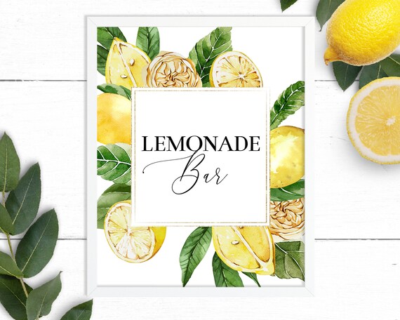 Lemonade Bar Printable Sign Lemonade Decor Lemon Decor - Etsy