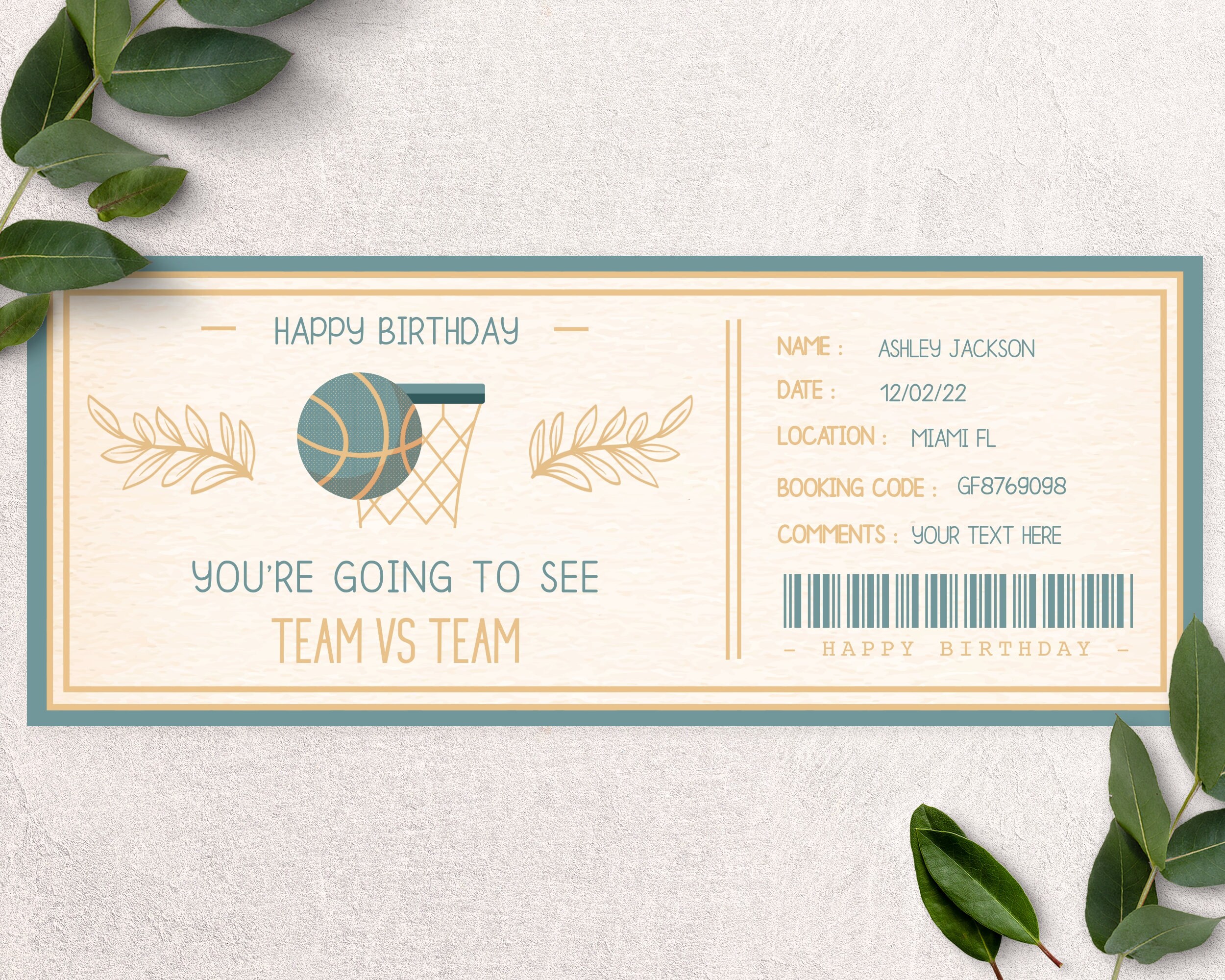 Basketball gift Ticket sport ticket Ticket to a basketball Etsy