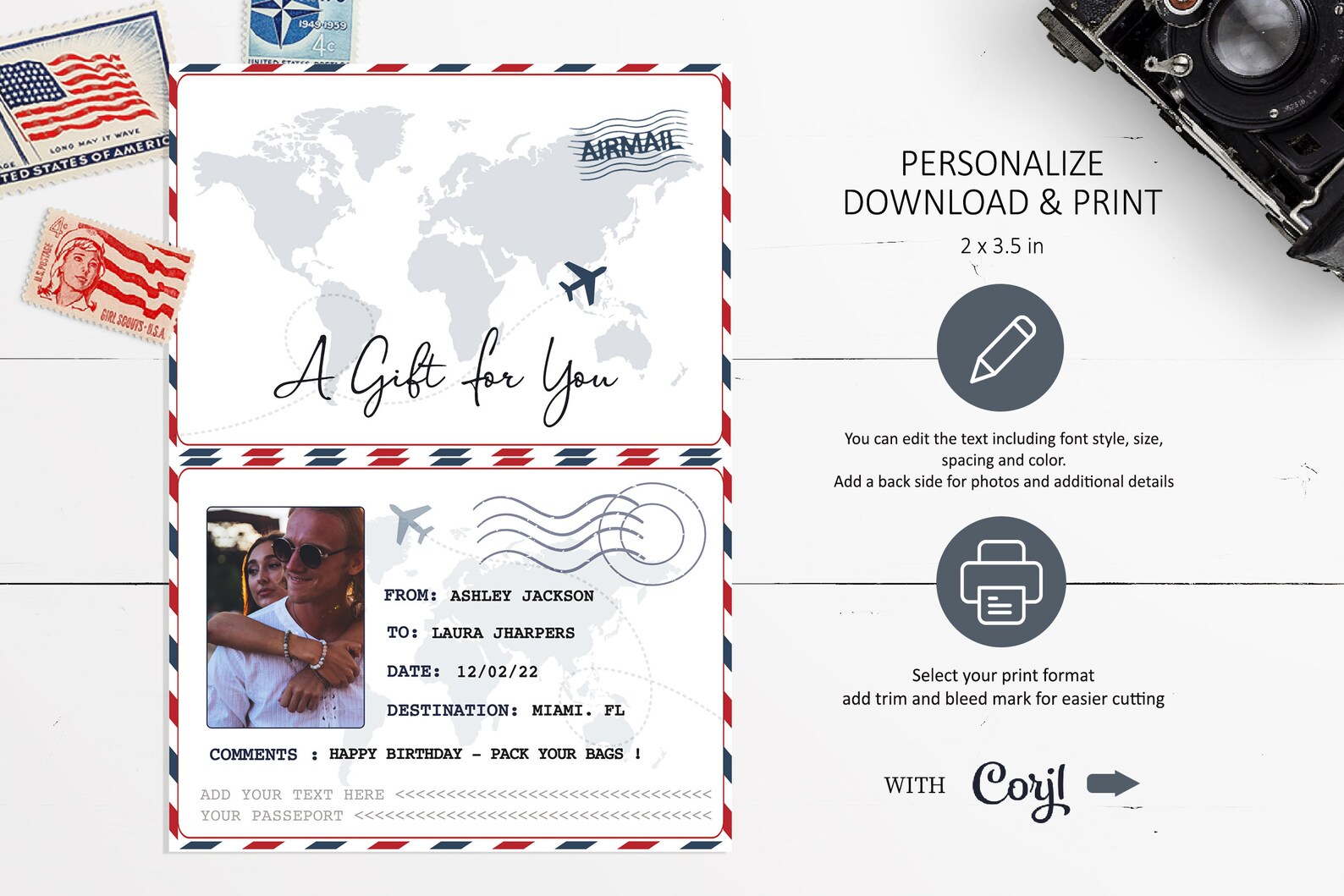 Texte Pour Offrir Un Voyage Pour Un Anniversaire Forfait pour annoncer un voyage surprise carte - Etsy France