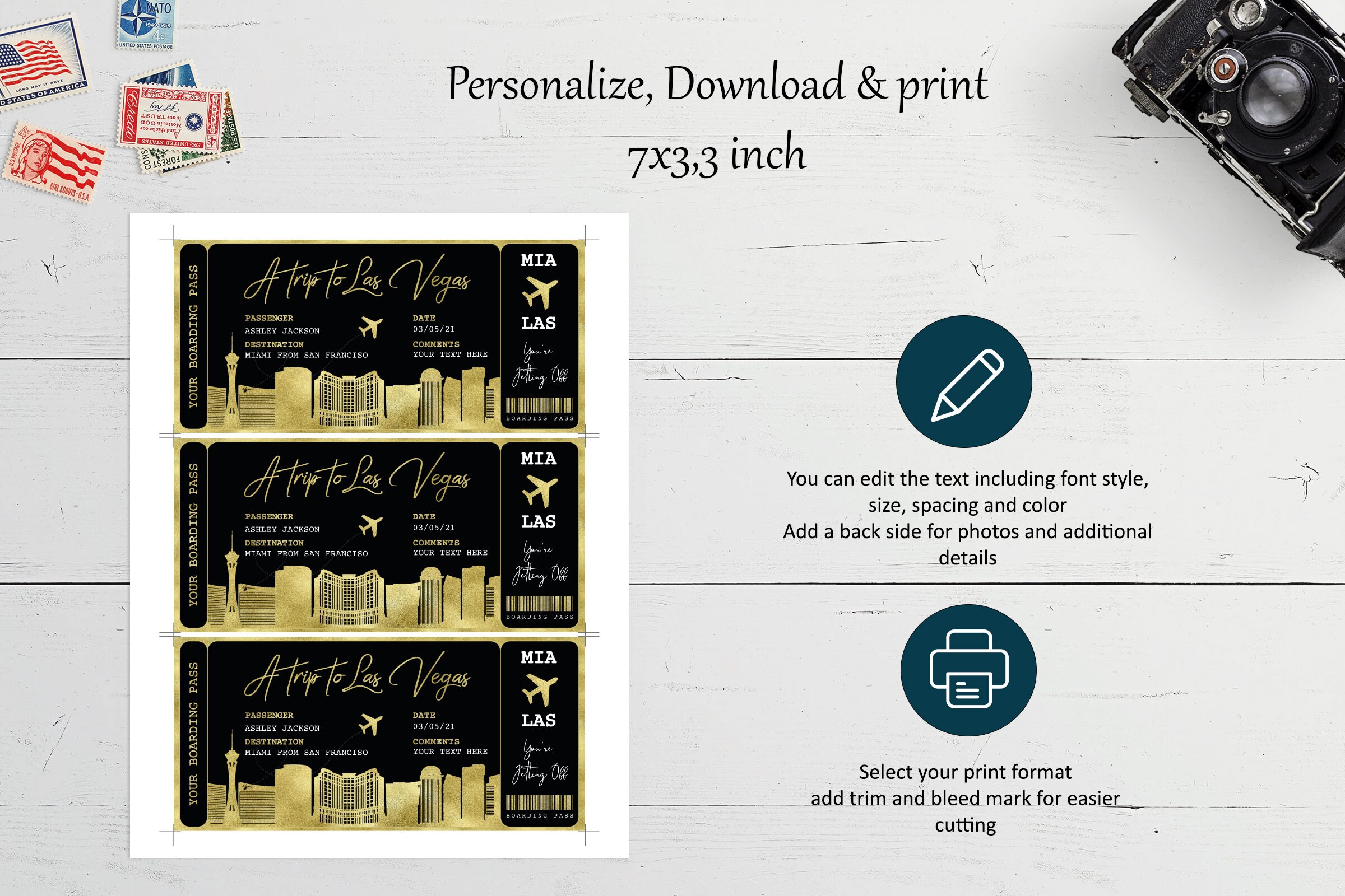 LAS VEGAS Boarding Pass Boarding Pass Template Surprise Etsy UK