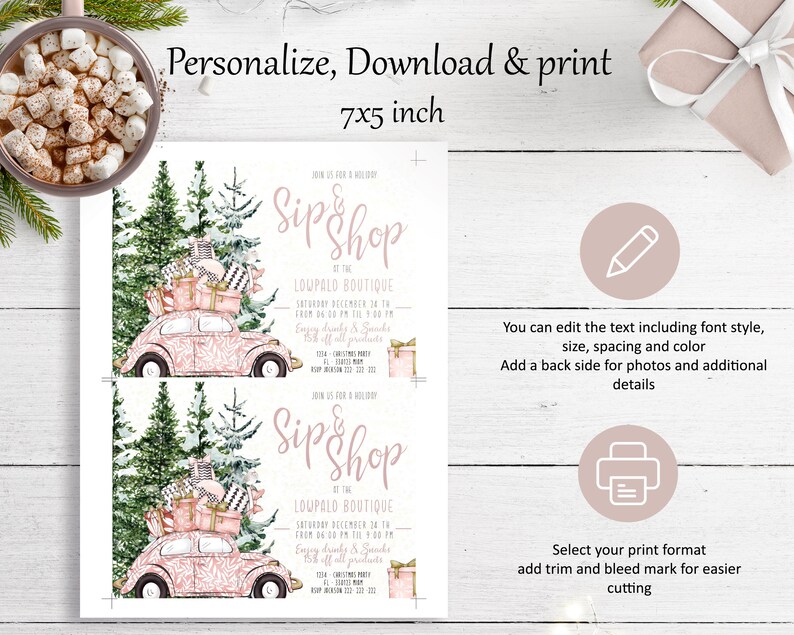 Sip and Shop Christmas Invitation Shop and Sip Holiday | Etsy