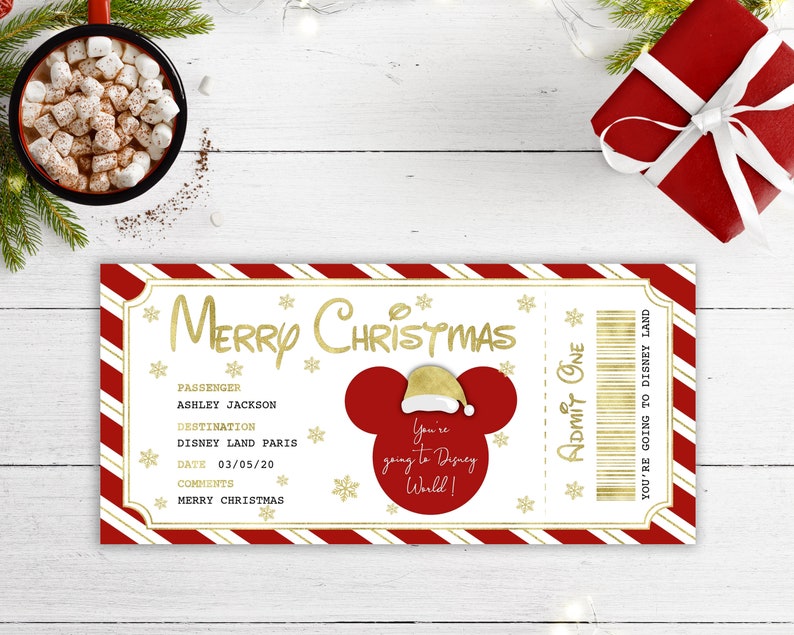 Billet surprise Disney de Noël Disney Reveal Disney Ticket Etsy