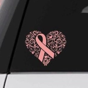 Awareness Ribbon With Heart Car Window Decal
