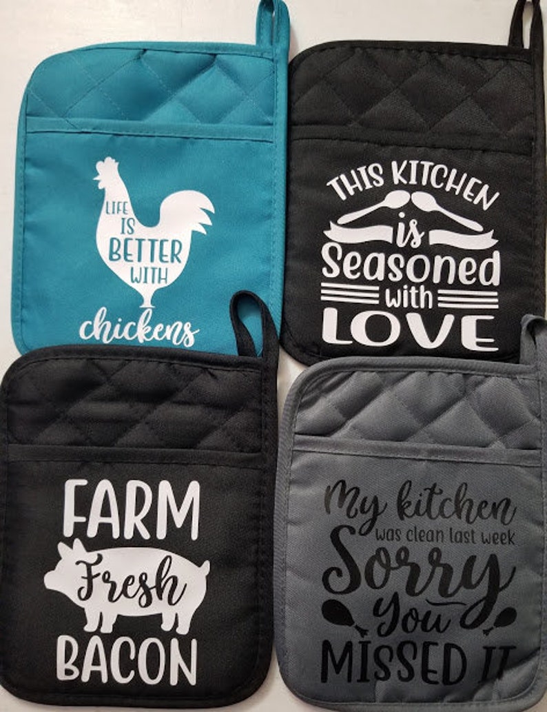 Customized Kitchen Pot Holders set of 2 Etsy