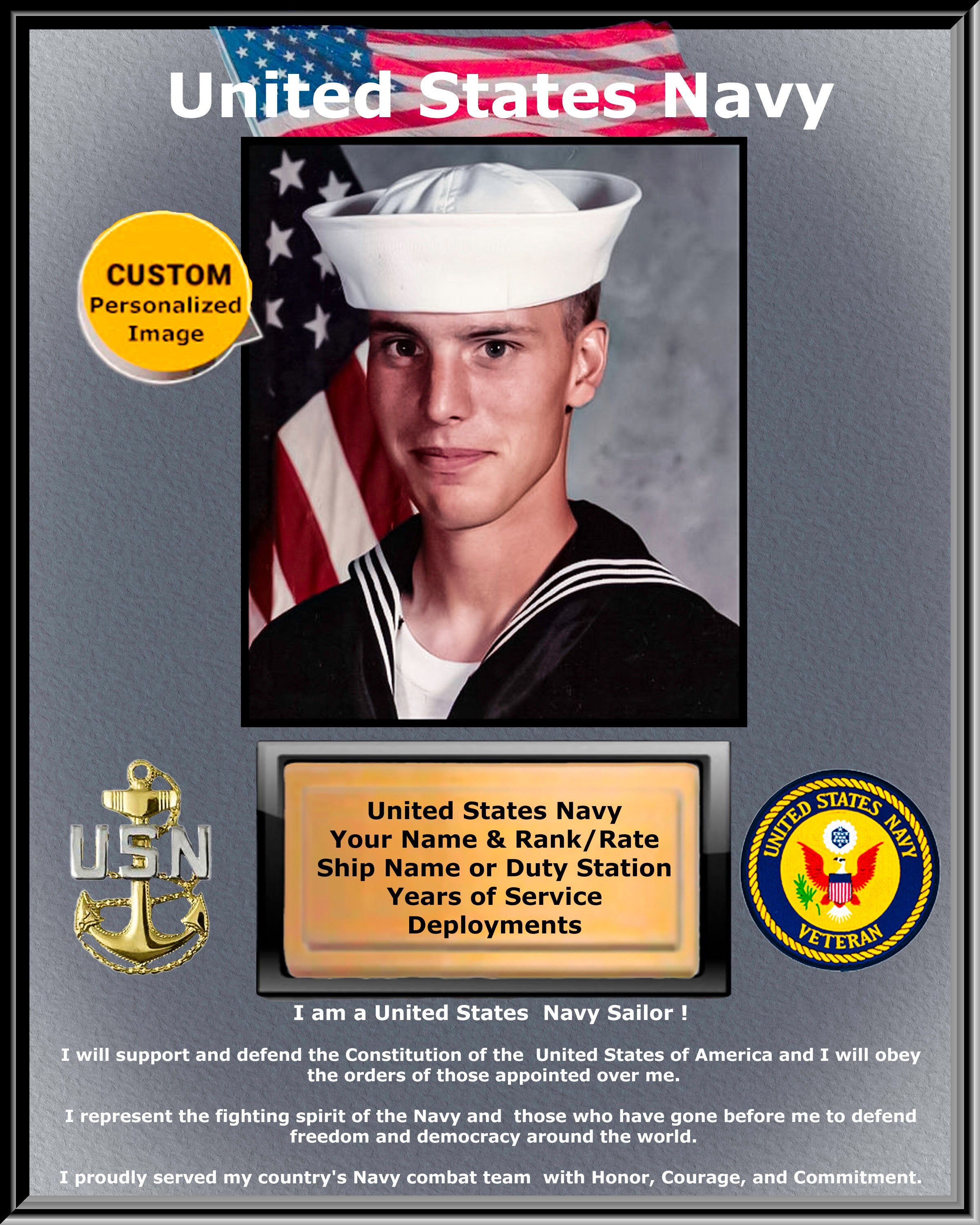 Personalize Holds 100 4x6 Photos United States Navy Custom Photo Album 