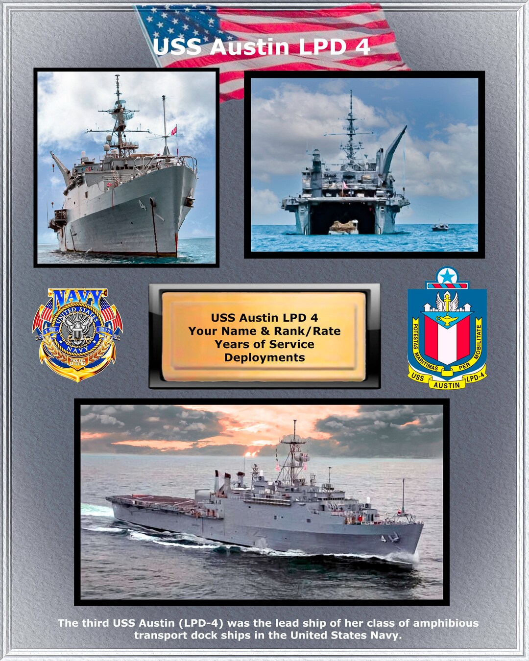 USS Austin LPD 4 A Personalized Photo Westpac Sailors Gator Etsy