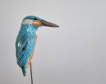 KINGFISHER, Kingfisher, raku fired, handmade, Eisvogel