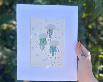 Decoración de pared con medusas de vidrio marino