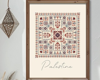 Palestine Art Poster Palestine Artwork Filastin Palestine Tatreez Arabic Artwork Palestinian Pattern Printable Middle Eastern Wall Art Decor