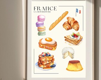 Trendy French Food Posters Food Drink Art Prints Wall Art Bakery Dessert Decor Print Bedroom Home Decor Printables Wall Art