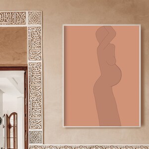 Minimalist Pregnancy Art, Beautiful Women Art, Wall Art, Digital Download, Instant Printable Art, Pregnancy Illustration Art, Home Decor