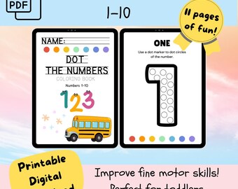 Number Recognition Worksheet Dot Marker Worksheet Fine Motor Skills Preschool Math Toddler Activity Preschool Worksheet Homechool Activity