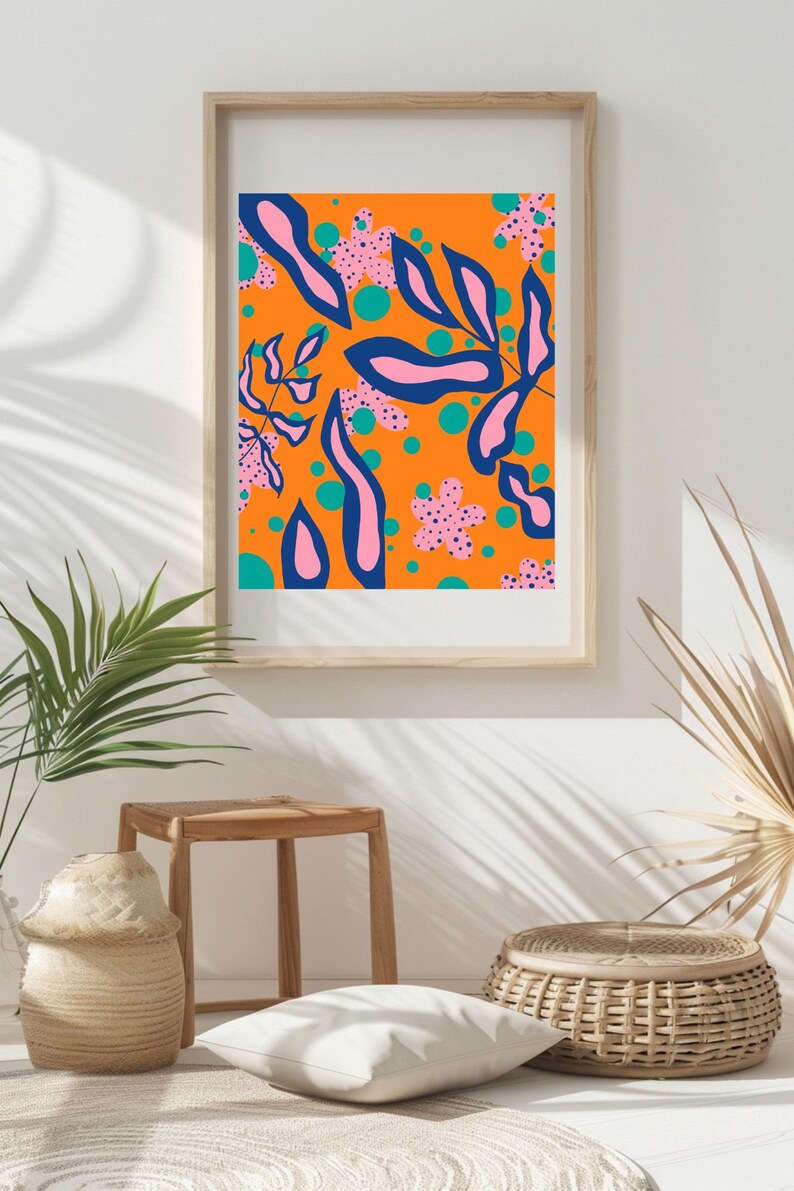 Fanta Inspired Floral Leaf Art, Printable Wall Art, Various Colorful ...
