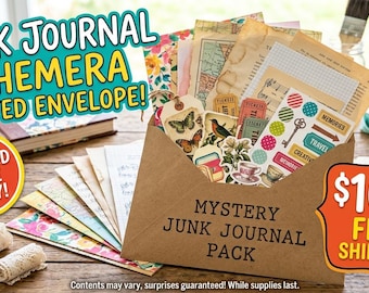 30pc Surprise Ephemera Sticker Pack, Mystery Envelope