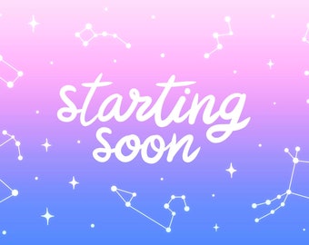 Animated Intermission Screens for Twitch, Starting Soon, Be Right Back, Stream Ending, Offline, Stream Loading, Constellations, Pastel Scene