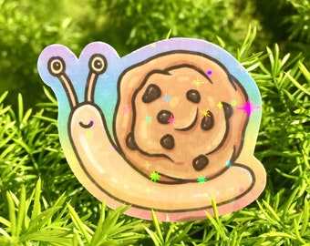 Cookie Snail Sticker, Chocolate Chip Cookie, Dessert Snail, Holographic, Sparkly Sticker, Vinyl Decal, Kawaii Snail, Cute Creatures
