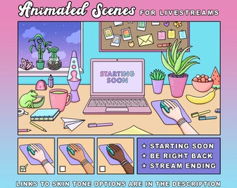 Animated Twitch Screens, Starting Soon, Be Right Back, Stream Ending, Intermission Screen, Loading, Cute Twitch Pack, Kawaii Bedroom Scene