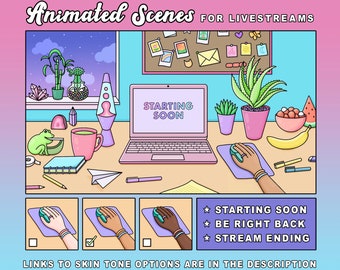 Animated Screens for Twitch, Starting Soon, Be Right Back, Stream Ending, Intermission Screen, Overlay, Cute Stream Package , Kawaii Bedroom