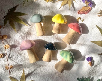 Mini Mushrooms • Handmade Ceramic Clay Mini Mushie Fairy Garden Plant Figurines