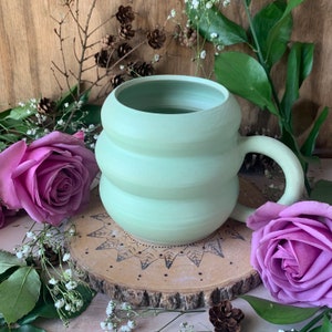 Mint Green Bubble Mug • Handmade Pottery Coffee Mug