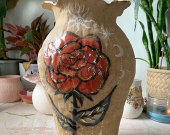 Big Rose Vase • Unique Handmade Large Decor Flower Plant Vase Plant Pot Planter