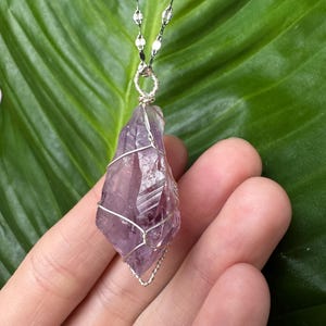 Amethyst Pendant Necklace, Handmade Unique Crystal Stone Jewelry Necklace