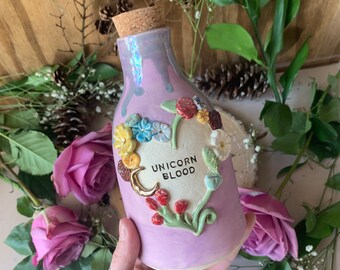 Unicorn Blood Potion Jar • Handmade Pottery Ceramic Potion Bottle Witchcraft Stash Jar