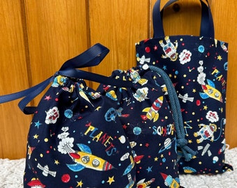Handgemaakte Space-feesttassen: herbruikbare katoenen cadeautas, gemaakt in het VK