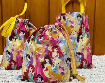 Bolsa de regalo de algodón de princesas Disney hecha a mano, reutilizable, para fiestas.