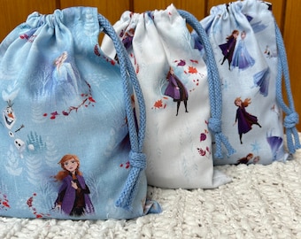 Bolsas de fiesta de Frozen hechas a mano: recuerdo de algodón reutilizable