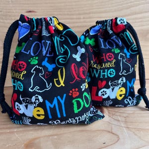 Bolsa para golosinas para perros, 100% algodón con cordón ajustable, hecha a mano en el Reino Unido