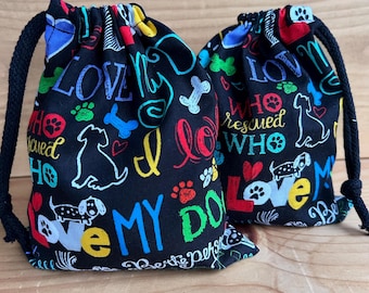 Bolsa para golosinas para perros, 100% algodón con cordón ajustable, hecha a mano en el Reino Unido