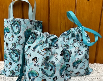 Handmade Under the Sea Party Bags:  Sustainable Cotton Keepsake Gift Bag. UK made.