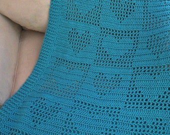 Couverture de cœur / Cœurs / Sarcelle / Turquoise /